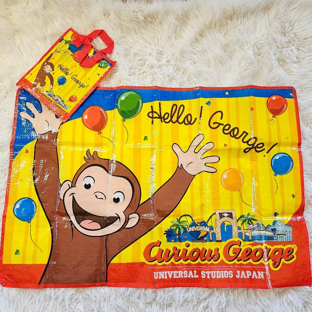 Curious George Nylon Playmat/Picnic Mat Universal Studios Japan Souvenir 35"x23"
